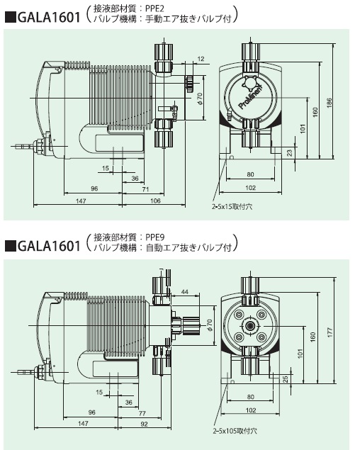 電磁駆動ダイアフラム式定量ポンプ　ガンマL